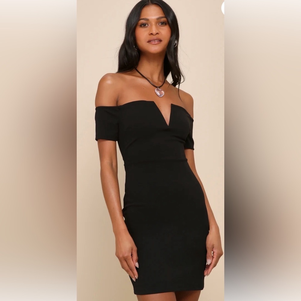 Lulus Cheers to This Black Off Shoulder Bodycon Mini Dress - size XS - MSRP $59!